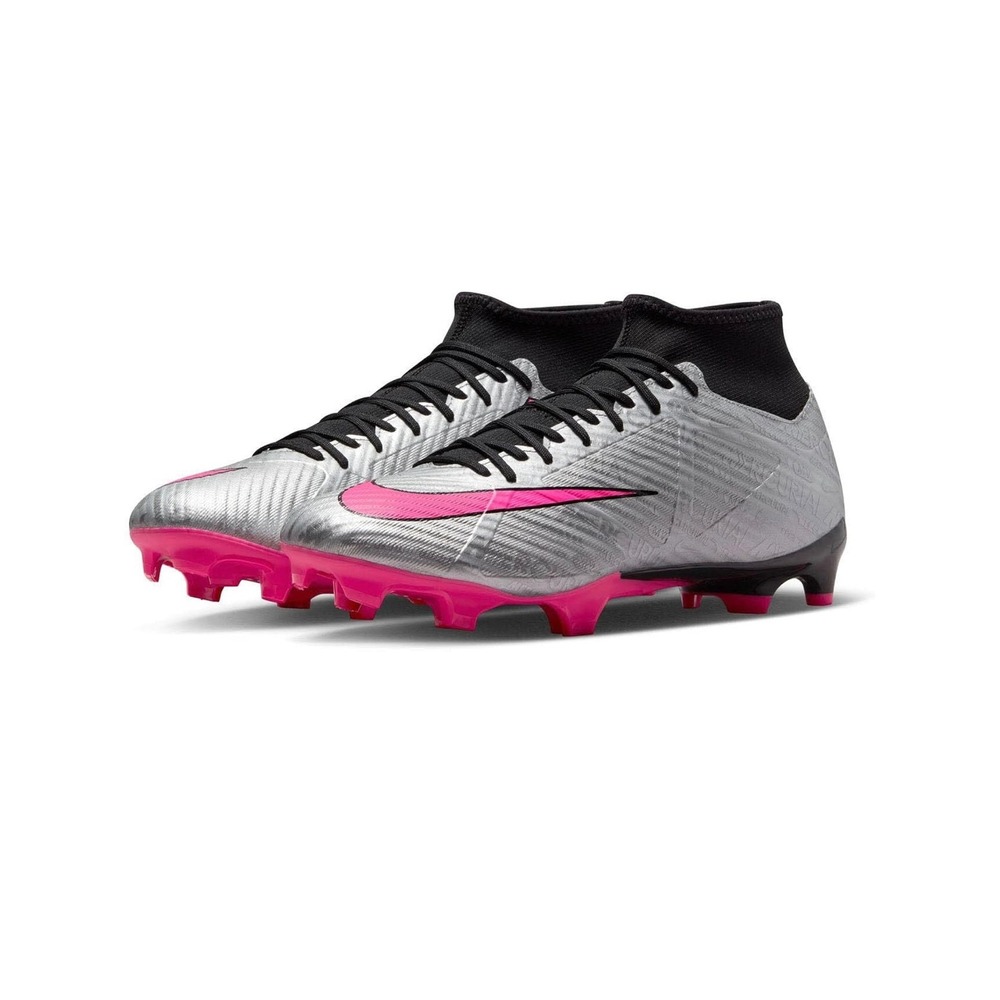 Nike Mercurial Soccer/Football Cleats High Top Firm Ground Silver Pink Mens